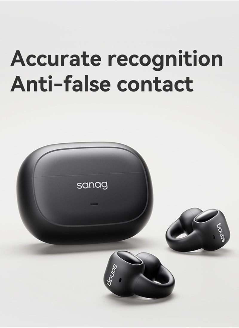 sanag S3 ANC Wireless Earbuds, 400mah Battery Elegant Open Ear Design Bluetooth Headphones, Anti Splash IPX4 Waterproof Sweat Proof  Earphones With Up To 10m Connection Range, (Black)  - Image 5