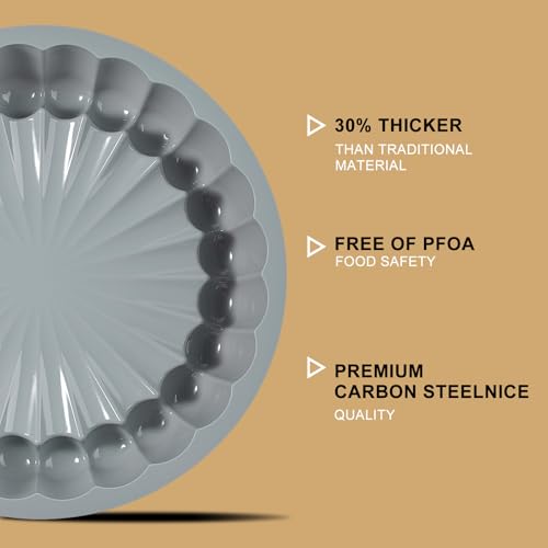 FunSiltasy 10 Inch Silicone Cake With 8 Inch Pan Set 2 Pack Nonstick Baking Mold for Pound Cake Jello Bread Brownies Dishwasher Safe Grey - Image 3