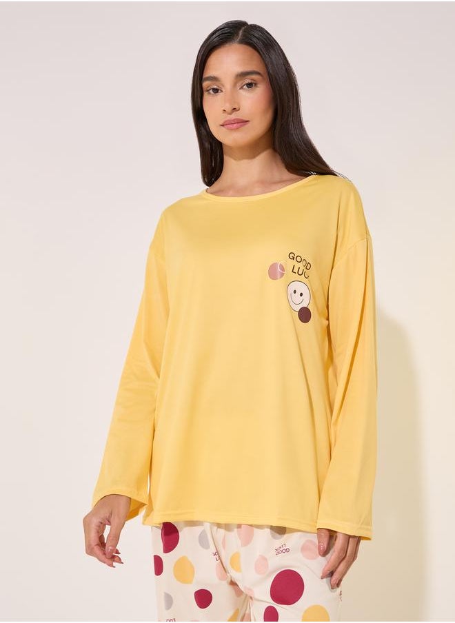 Take Two - Graphic Print T-Shirt and Printed Pyjama Set - Image 1