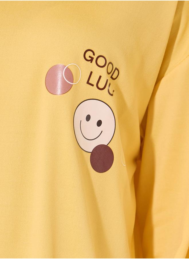 Take Two - Graphic Print T-Shirt and Printed Pyjama Set - Image 1