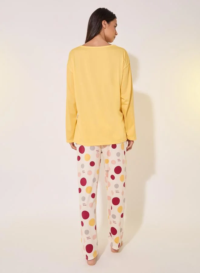Take Two Graphic Print T-Shirt and Printed Pyjama Set