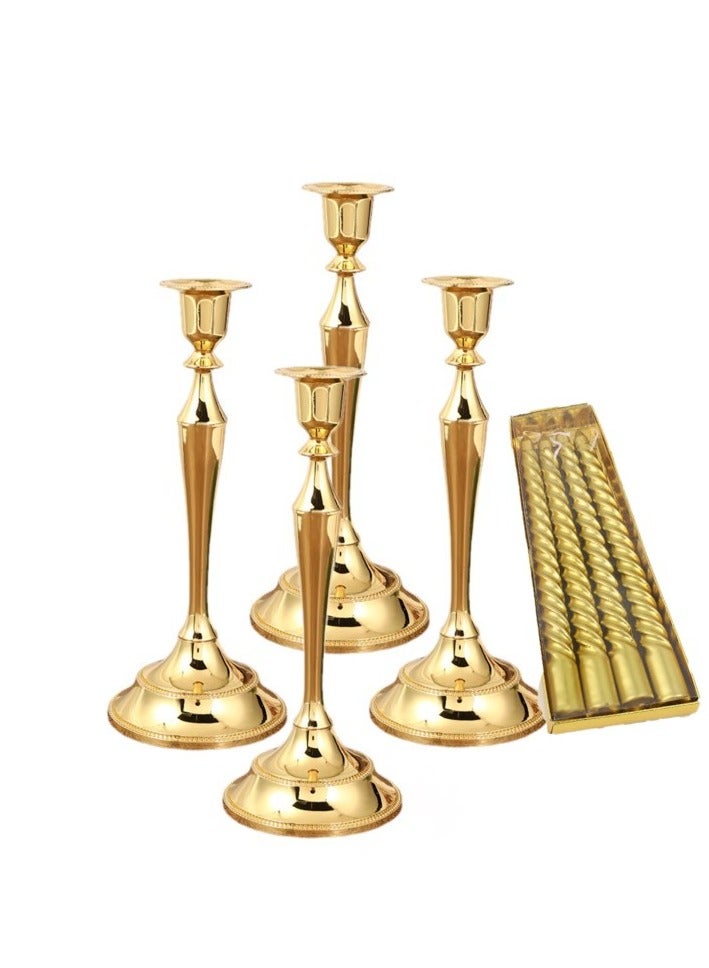 general 5-Piece Decorative Candle Holder For Wedding and Candlelight Dinner Gold - Image 1