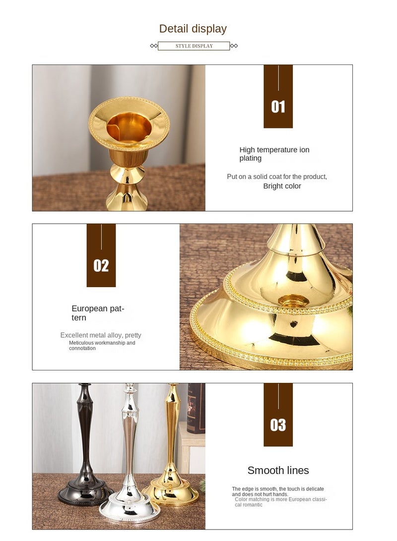general 5-Piece Decorative Candle Holder For Wedding and Candlelight Dinner Gold - Image 4