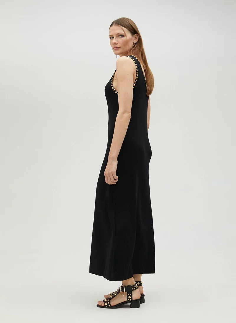 Lola Casademunt gold eyelet dress