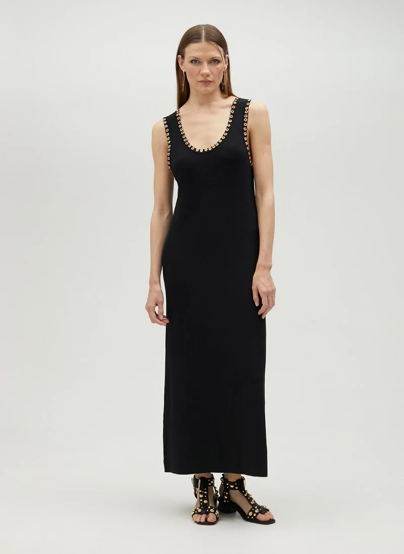Lola Casademunt gold eyelet dress