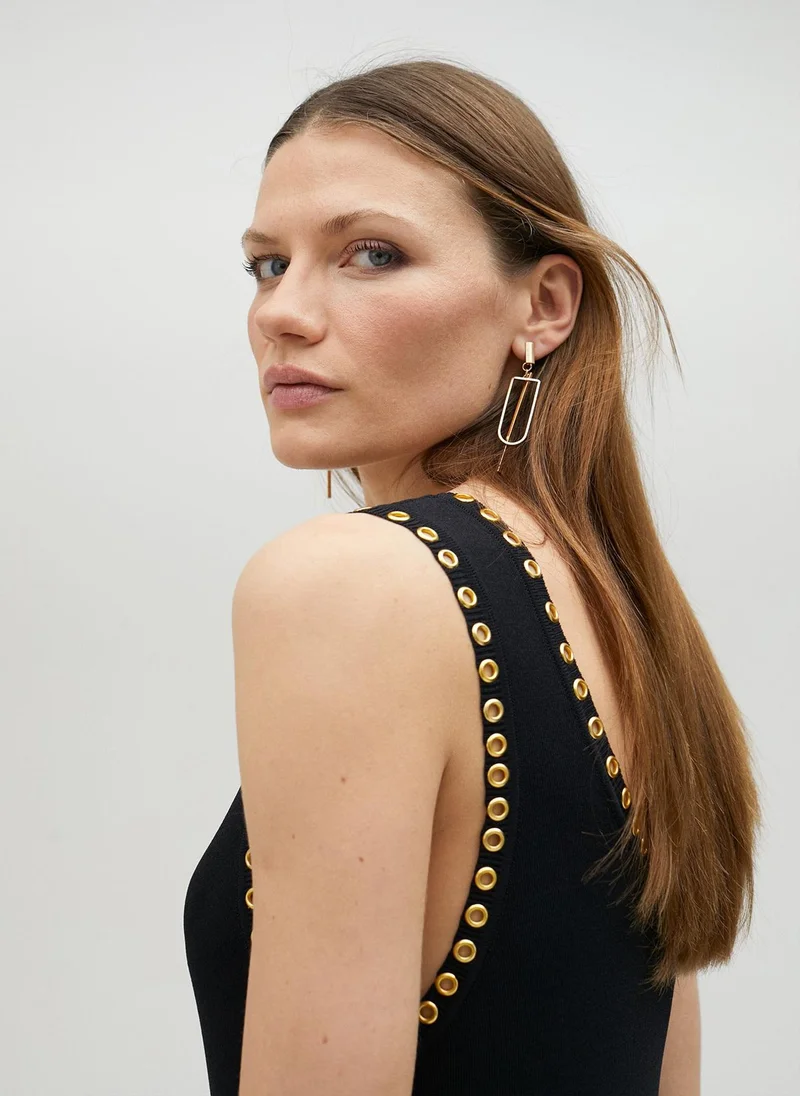 Lola Casademunt gold eyelet dress
