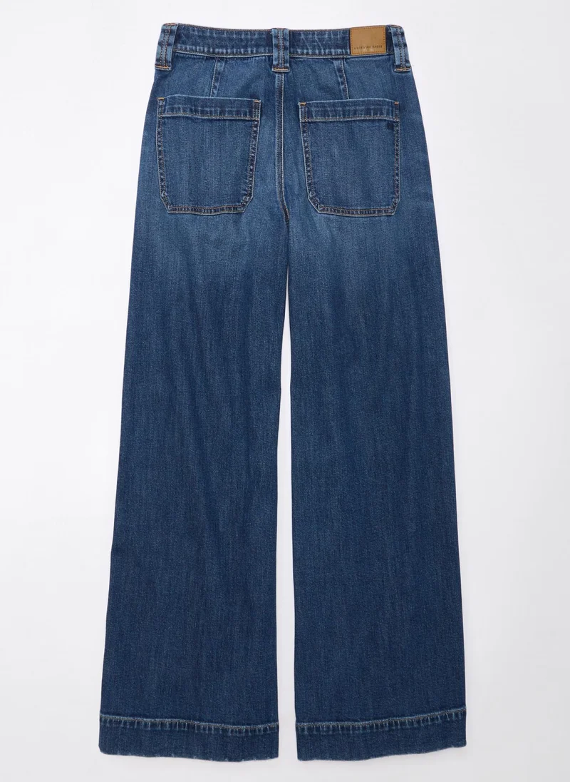 American Eagle High Waist Baggy Stright  Fit Wide Leg Jeans