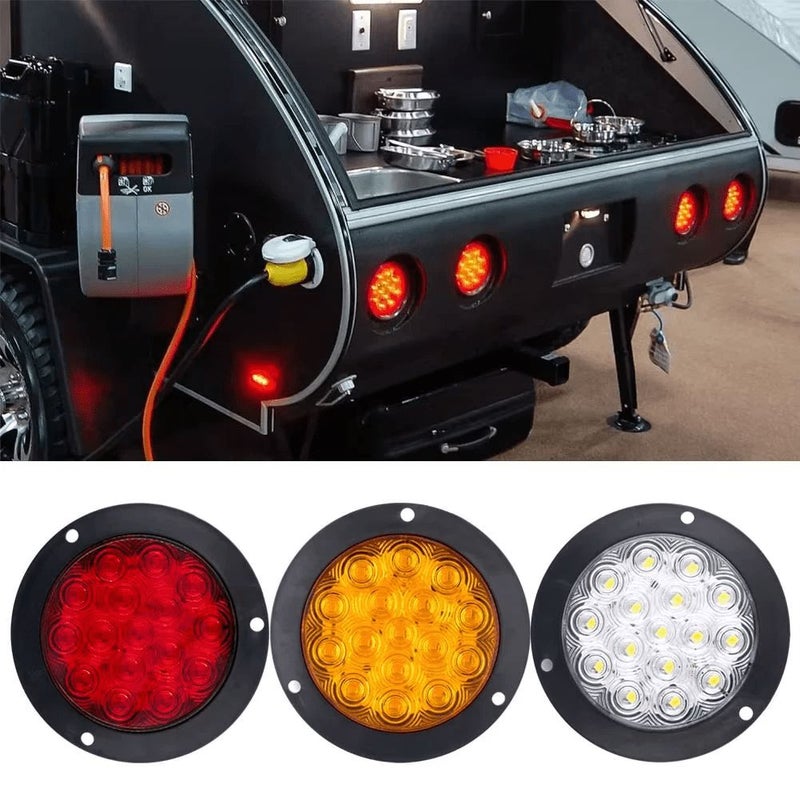 2pcs Red 5 Inch Round LED Lights for Truck Van Camper Boat Lorry Without Battery - Image 1