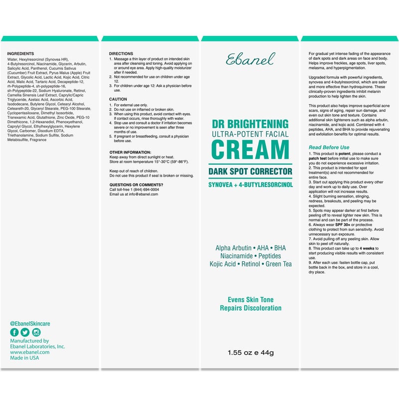 Ebanel Dark Spot Remover for Face & Body, Skin Brightening Cream with Synovea, Alpha Arbutin, Niacinamide, Kojic Acid, Dark Spot Corrector for Hyperpigmentation, Discoloration, Melasma, and Age Spots - Image 3