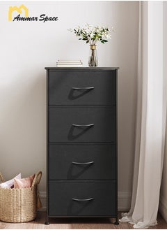 Ammar Space 4-Tier Chest of Drawers Metal Frame Vertical Fabric Dresser High Fabric Tower Organizer Shelf Large Capacity Storage Organizer for Bedroom, Living Room, Hallway  - Image 4