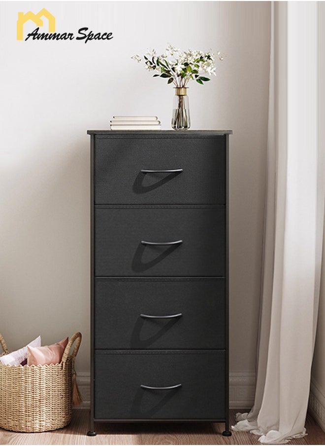 Ammar Space 4-Tier Chest of Drawers Metal Frame Vertical Fabric Dresser High Fabric Tower Organizer Shelf Large Capacity Storage Organizer for Bedroom, Living Room, Hallway  - Image 4