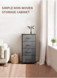 Ammar Space 4-Tier Chest of Drawers Metal Frame Vertical Fabric Dresser High Fabric Tower Organizer Shelf Large Capacity Storage Organizer for Bedroom, Living Room, Hallway  - Image 3