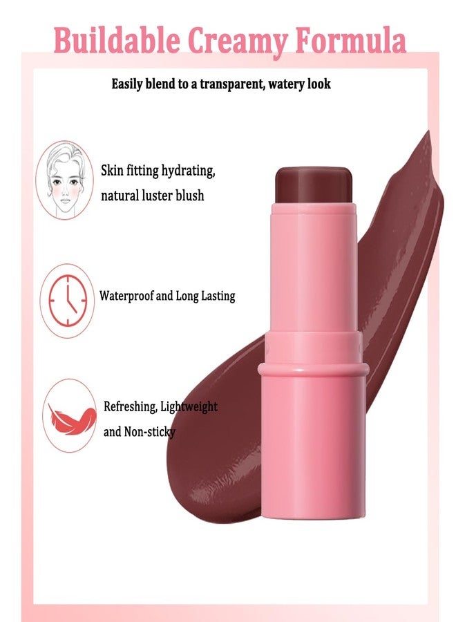 teerova Cream Blush Stick, Natural Glow Finish Looking, Hydrating Lightweight Shiny Long Wearing Blendable Blush Cream for Cheeks & Lips (#5 Berry, 1 PC) - Image 4