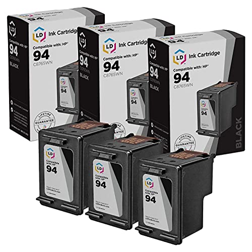 LD Remanufactured Ink Cartridge Replacements for HP 94 C8765WN (Black, 3-Pack) Compatible with PhotoSmart 2605 2608 2610 2610v 2610xi 2613 2710 2710xi 7850 8150 - Image 1