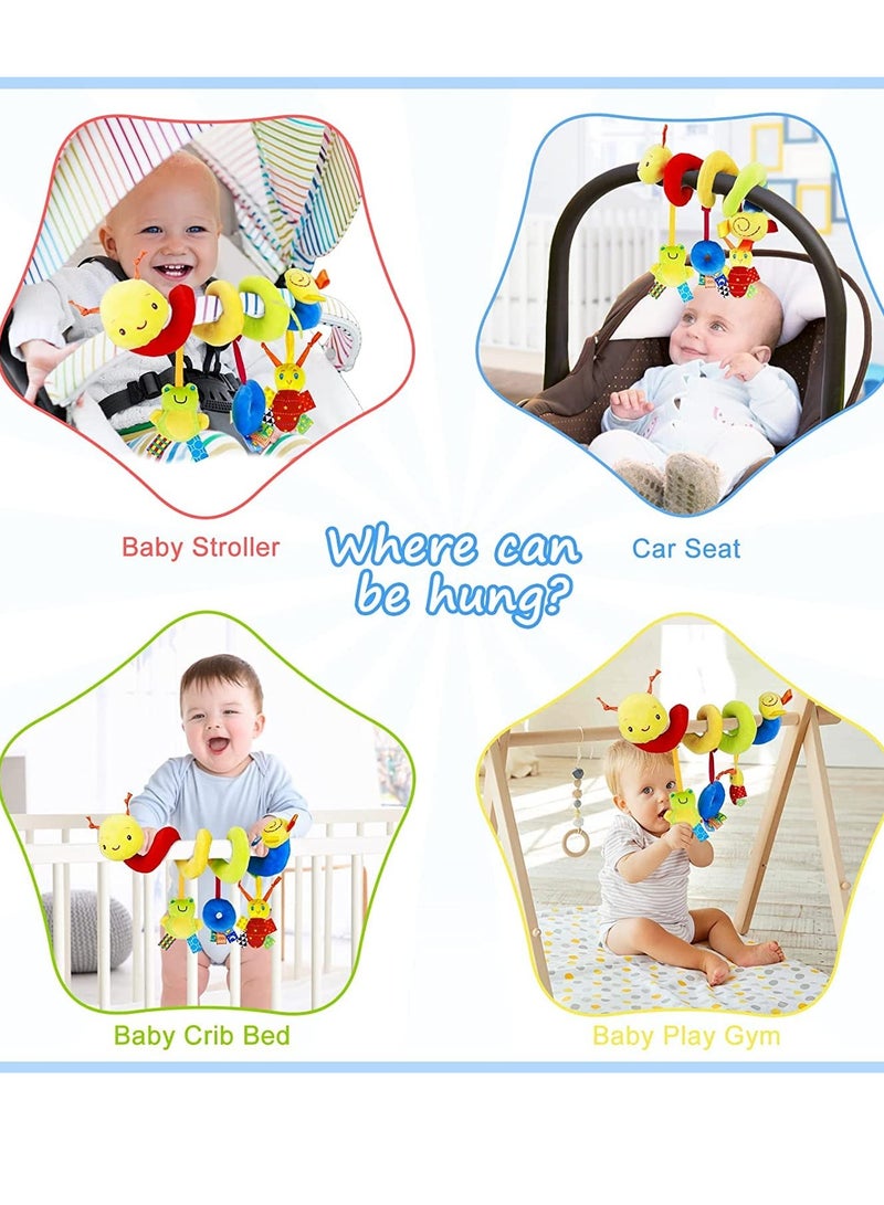 Daytoyz Baby Crib Hanging Rattles Toys - Infant Baby Worm Crib Bed Around Rattle Bell Cartoon Insect Spiral Hanging Toy with Ringing Bell for Infants Bed Stroller Car Seat Bar for Babies Boys and Girls  - Image 3
