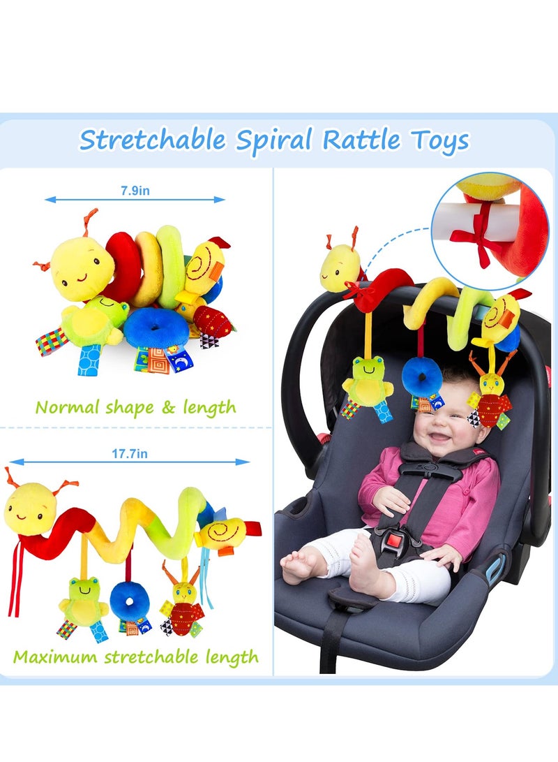 Daytoyz Baby Crib Hanging Rattles Toys - Infant Baby Worm Crib Bed Around Rattle Bell Cartoon Insect Spiral Hanging Toy with Ringing Bell for Infants Bed Stroller Car Seat Bar for Babies Boys and Girls  - Image 4