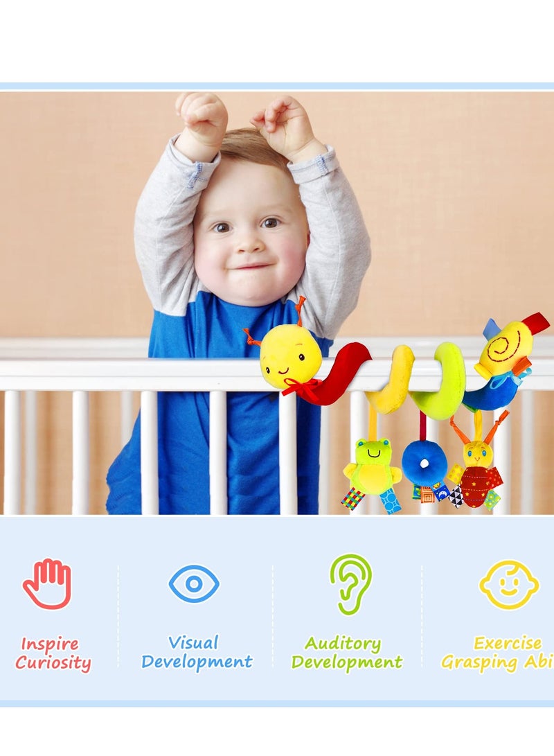 Daytoyz Baby Crib Hanging Rattles Toys - Infant Baby Worm Crib Bed Around Rattle Bell Cartoon Insect Spiral Hanging Toy with Ringing Bell for Infants Bed Stroller Car Seat Bar for Babies Boys and Girls  - Image 5