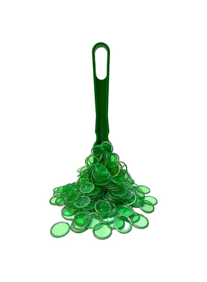 Mr Chips MR CHIPS Made in USA Upgraded Bingo Magnetic Wand & 200 Pieces ¾ Inch Green Plastic Chips with Metal Rings - Support American Jobs - Image 1