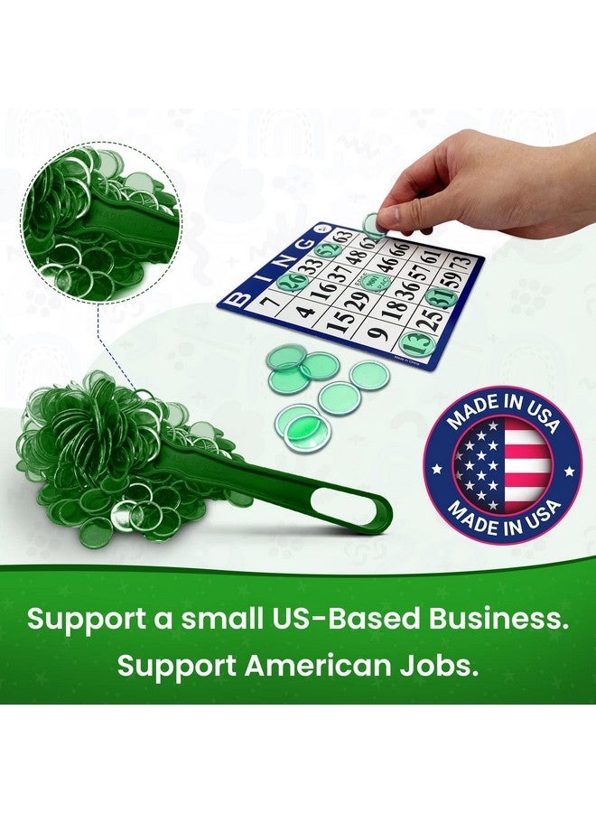 Mr Chips MR CHIPS Made in USA Upgraded Bingo Magnetic Wand & 200 Pieces ¾ Inch Green Plastic Chips with Metal Rings - Support American Jobs - Image 3