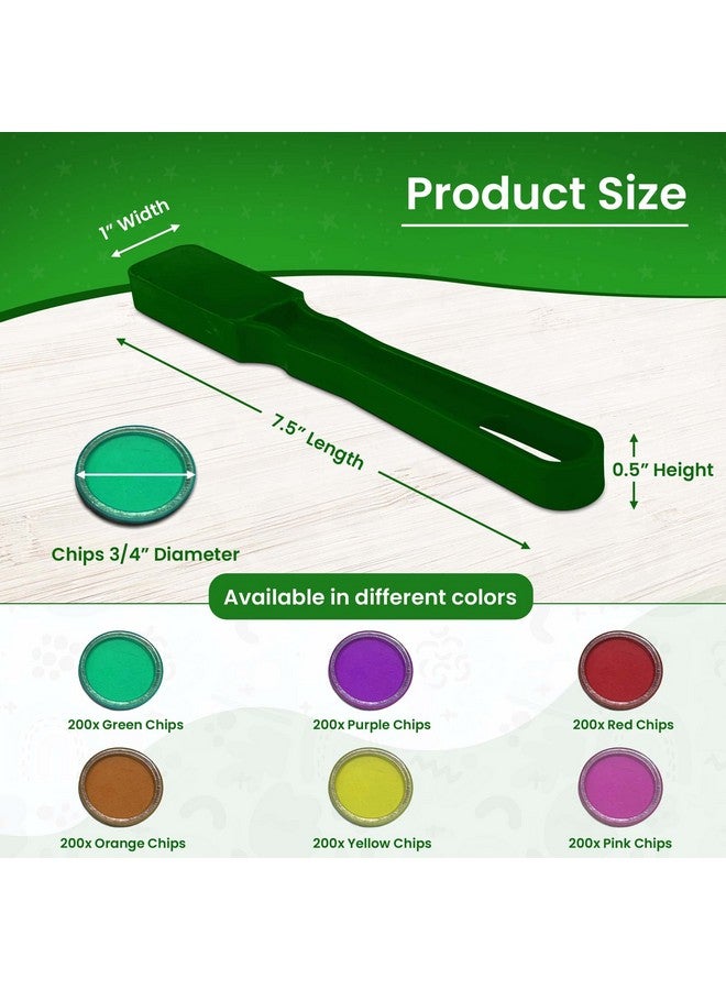 Mr Chips MR CHIPS Made in USA Upgraded Bingo Magnetic Wand & 200 Pieces ¾ Inch Green Plastic Chips with Metal Rings - Support American Jobs - Image 5
