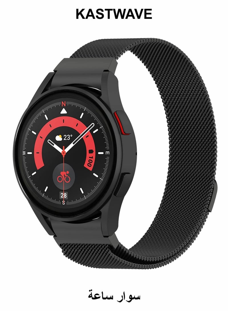 KASTWAVE No Gap Watch Bands for Samsung Galaxy Watch 5/4 Band 40mm 44mm, Gapless Metal Mesh Replacement Strap for Samsung Galaxy Watch 4/5 Classic 46mm 42mm - Image 1