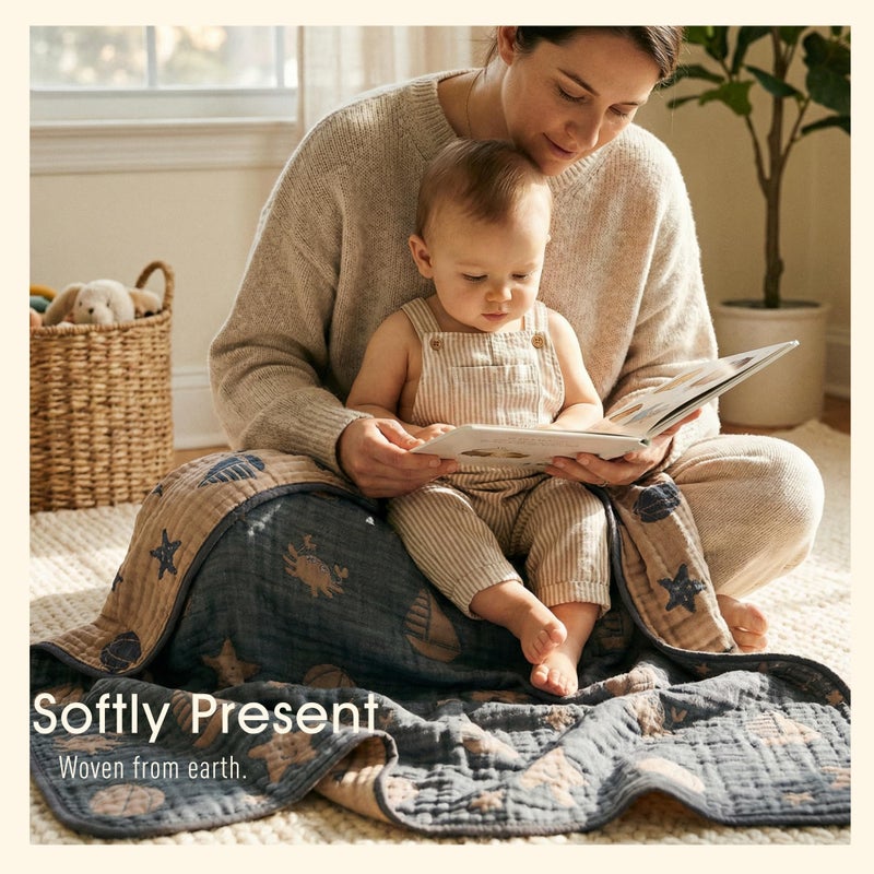 HardNok Ultra Soft Muslin Baby Blanket, A Versatile Swaddle and Crib for Babies, Toddlers, Boys, and Girls (1 Pack Ocean) - Image 5