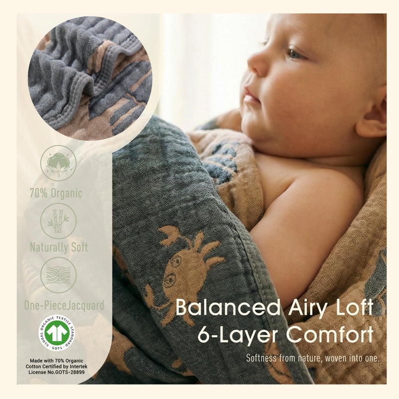 HardNok Ultra Soft Muslin Baby Blanket, A Versatile Swaddle and Crib for Babies, Toddlers, Boys, and Girls (1 Pack Ocean) - Image 3