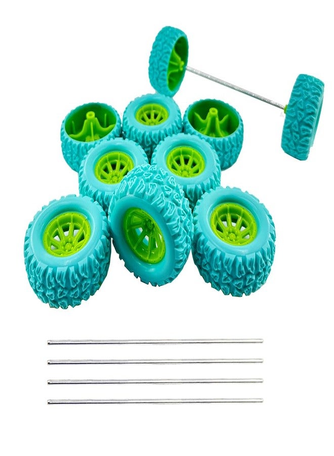 URIMPAVIDO 10PCS Toy Car Wheel RC Car Rubber Tire Wheel with 5PCS Shaft Round Rod Axles for RC Car Truck Robot DIY Model Toy Wheel Parts (2.5x48mm Blue) - Image 2