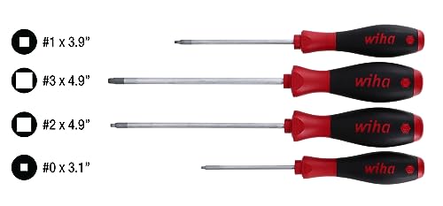 Wiha 35894 SoftFinish Cushion Grip Drivers, Square Tip, 4 Piece Set, No. 0, 1, 2 and 3 - Image 3