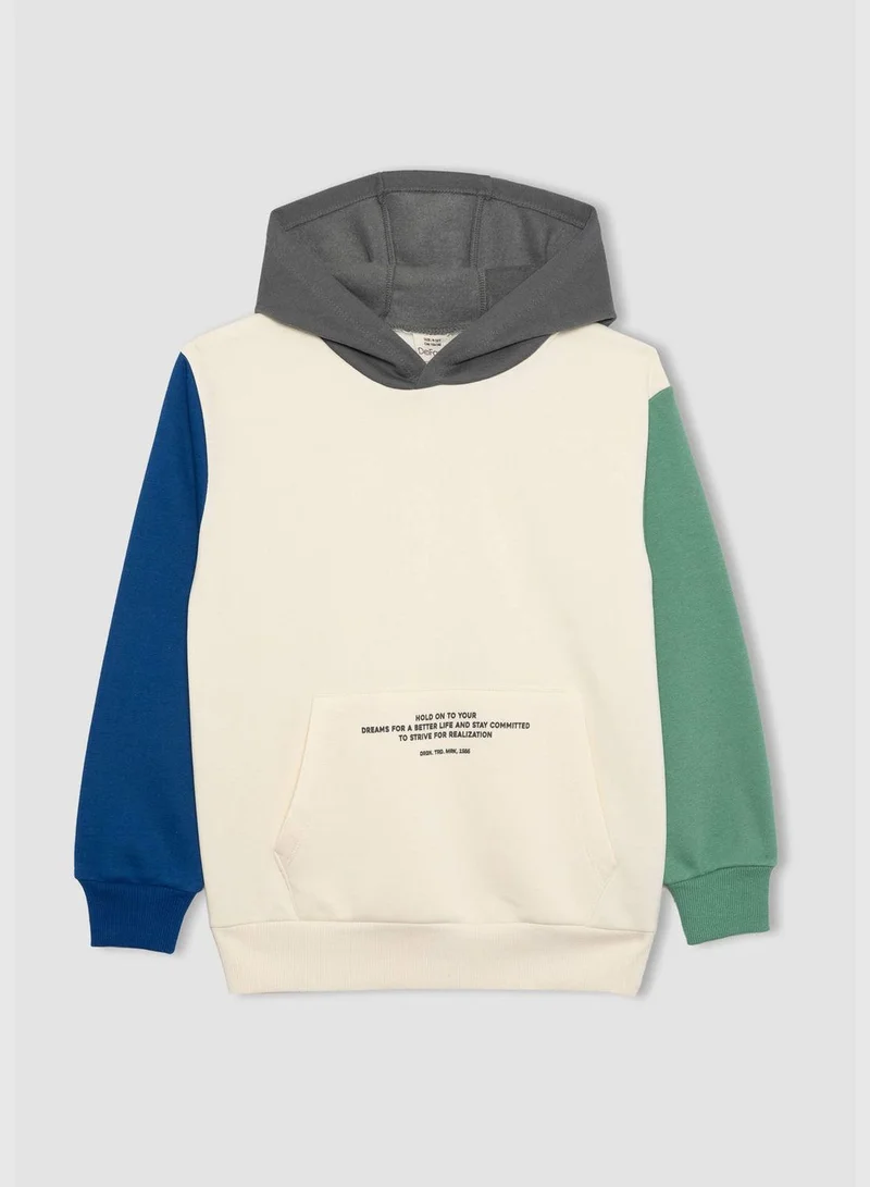 ديفاكتو كنزة صوفية بغطاء رأس وأكمام طويلة للأولاد