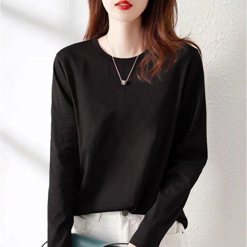 Korean style design feeling small fresh doll collar sweater womens 2024 new autumn western style age-reducing all-match top black shirt