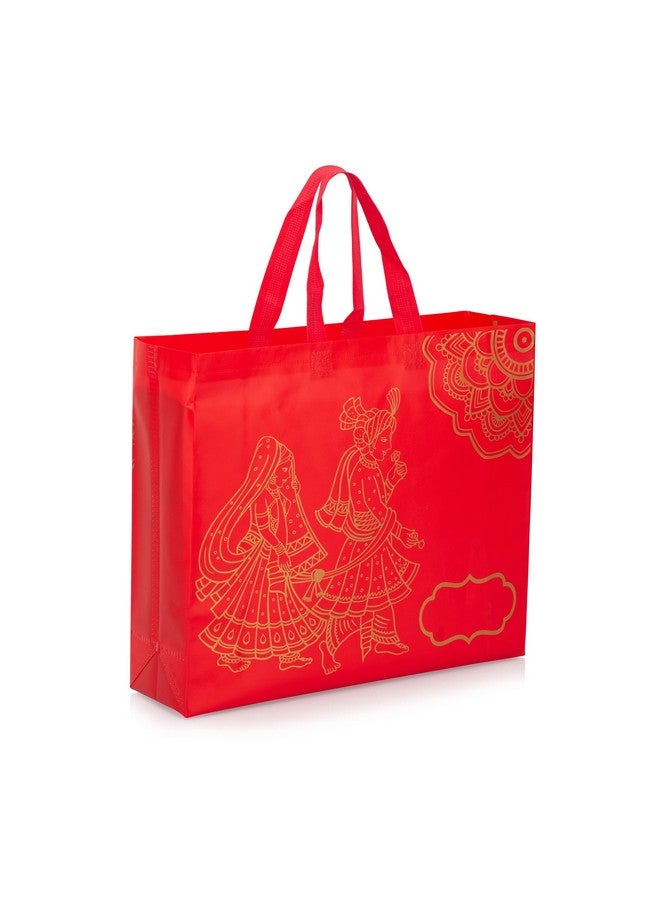 Drapme Wedding Special Reusable Non-Woven Laminated Gift Bags, Wedding Gifts, Shagun, Traditional Gifting, Saree Mithai Chandi Carry Bag (Wedding Red, Pack of 20) - Image 3