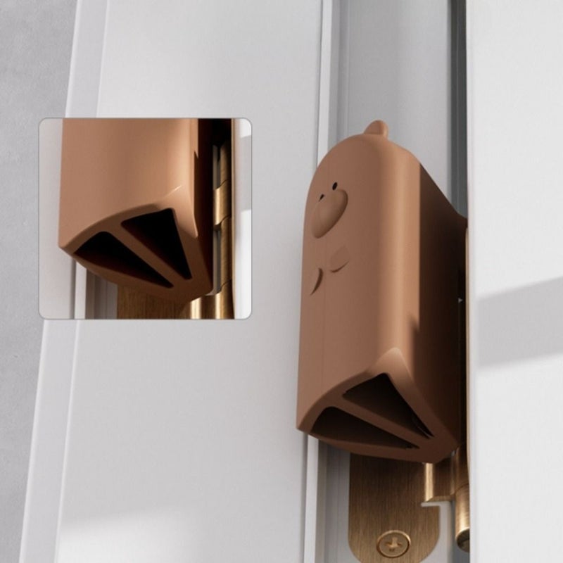 White Silicone Door Stopper Anti Pinch Safety Wedge Easy Install - Image 5