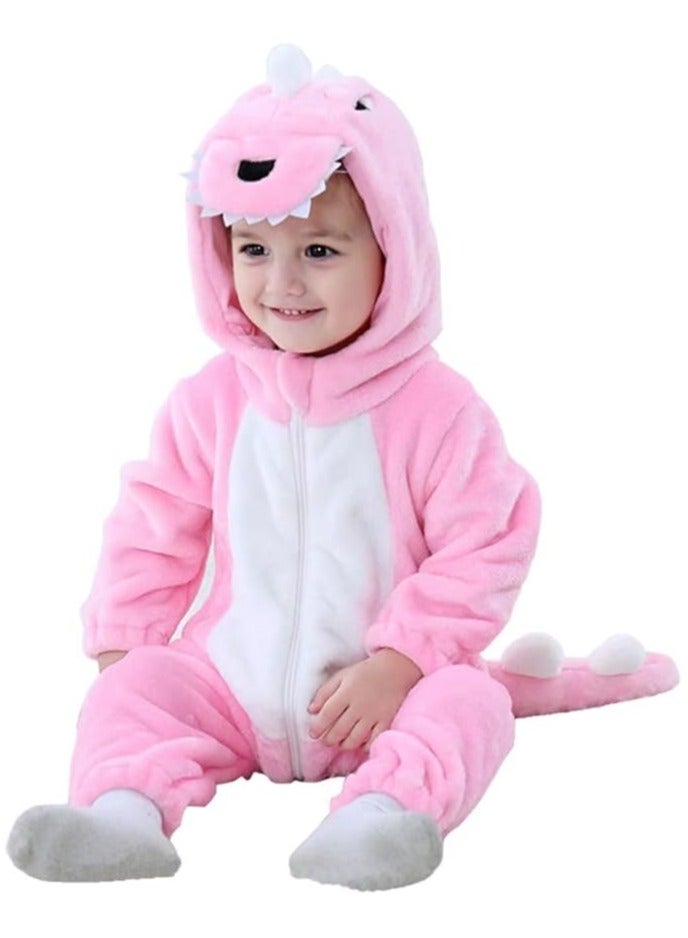 زي تنكري للأطفال من الفلانيل للجنسين، زي ديناصور تنكري (وردي) - Image 4