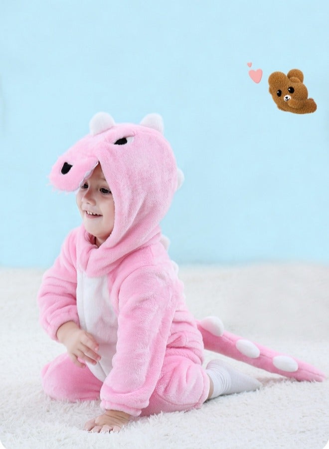 زي تنكري للأطفال من الفلانيل للجنسين، زي ديناصور تنكري (وردي) - Image 3