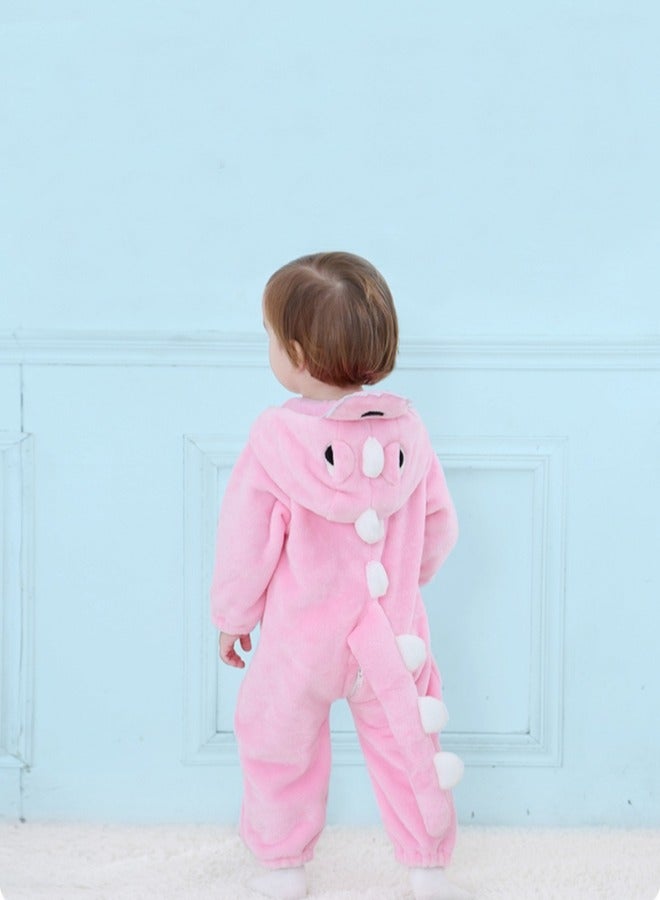 زي تنكري للأطفال من الفلانيل للجنسين، زي ديناصور تنكري (وردي) - Image 2