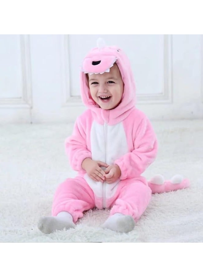 زي تنكري للأطفال من الفلانيل للجنسين، زي ديناصور تنكري (وردي) - Image 5