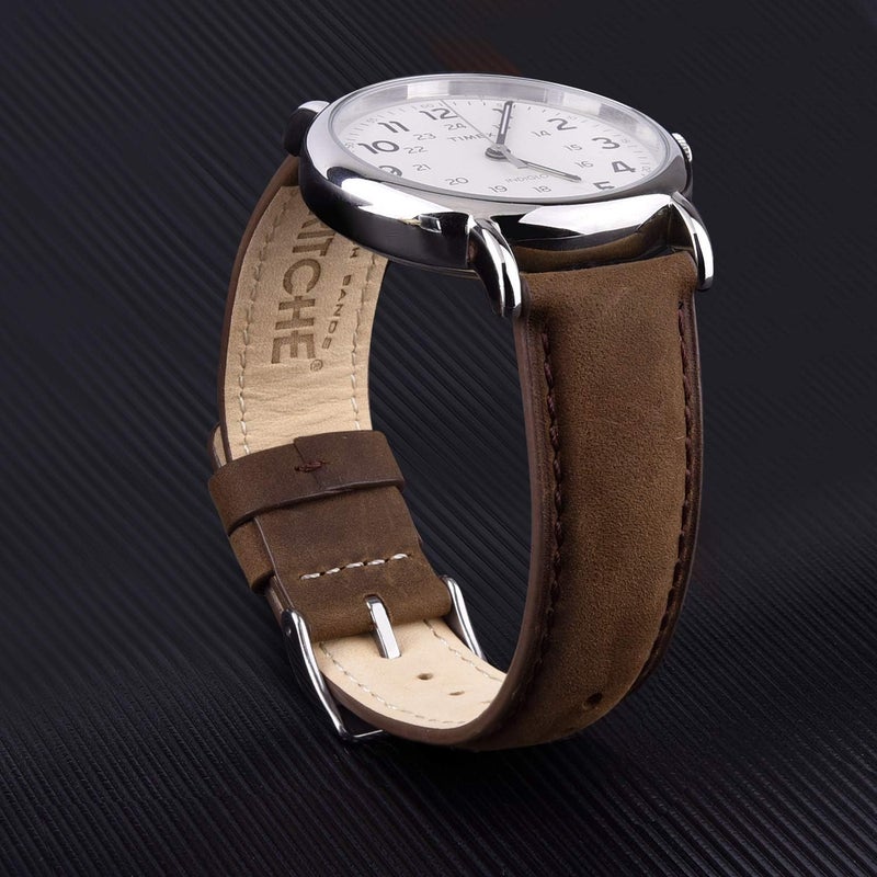 Ritche Christmas Gift 21mm Quick Realease Leather Watch Bands for Men Women Compatible with Timex Expedition Fossil Seiko Espresso Brown Watch Strap, White Elephant Gifts, Stocking Stuffers for Men, Father's Day gifts - Image 2