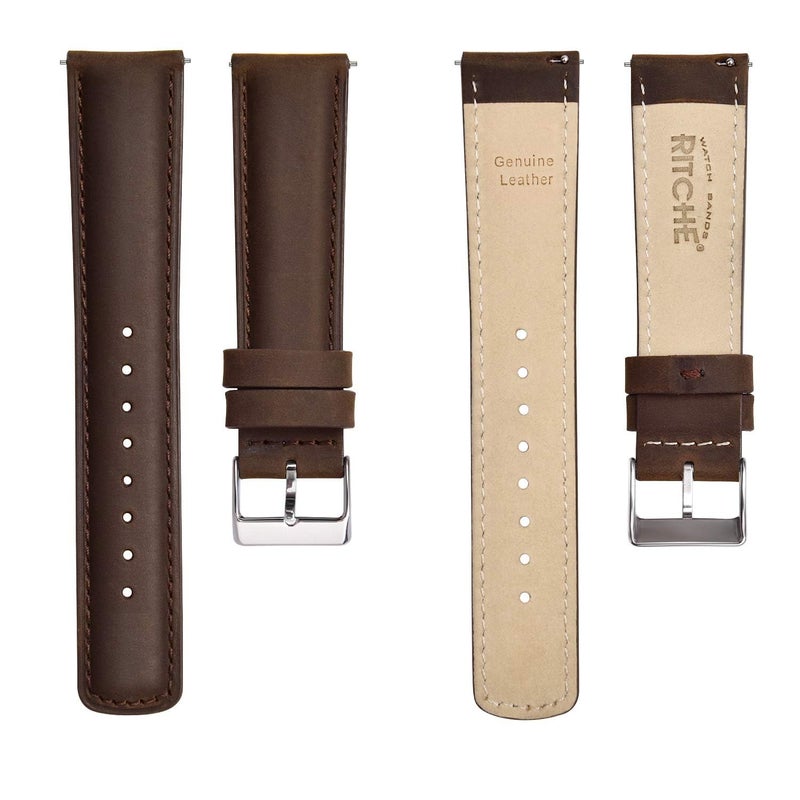 Ritche Christmas Gift 21mm Quick Realease Leather Watch Bands for Men Women Compatible with Timex Expedition Fossil Seiko Espresso Brown Watch Strap, White Elephant Gifts, Stocking Stuffers for Men, Father's Day gifts - Image 5