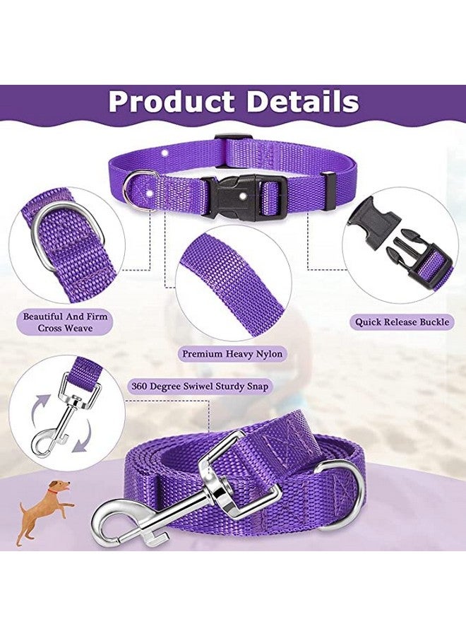 طوق ومقود للكلاب من النايلون قابل للتعديل مع فك سريع ومجموعة طوق قابلة للتنفس مثالية للكلاب الصغيرة والمتوسطة والجراء (أرجواني) - Image 4