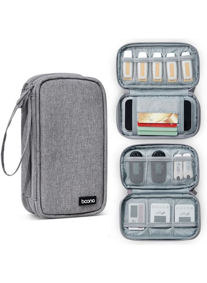 BURAQ Baona BN-C004 Mini U Disk Headphone Data Cable Storage Bag, Color: Double Layer (Gray)  - Image 1