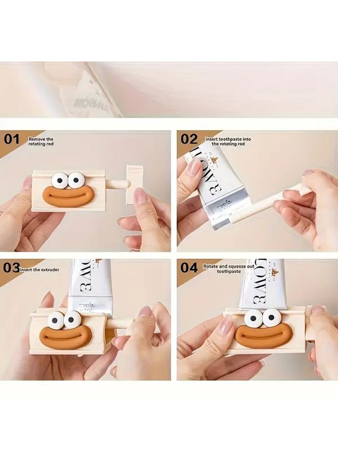 موزع معجون أسنان سهل الضغط بتصميم فم كبير لطيف على شکل مشمش، إكسسوارات حمام يدوية سهلة الاستخدام - Image 4