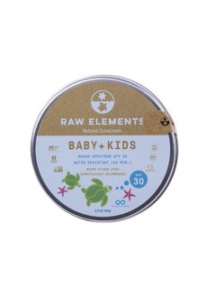 raw elements Baby + Kids Spf 30 Organic Sunscreen Lotion Nonnano Zinc Oxide Reefsafe Crueltyfree Gentle And Moisturizing Zero Waste Tin 3Oz  - Image 2