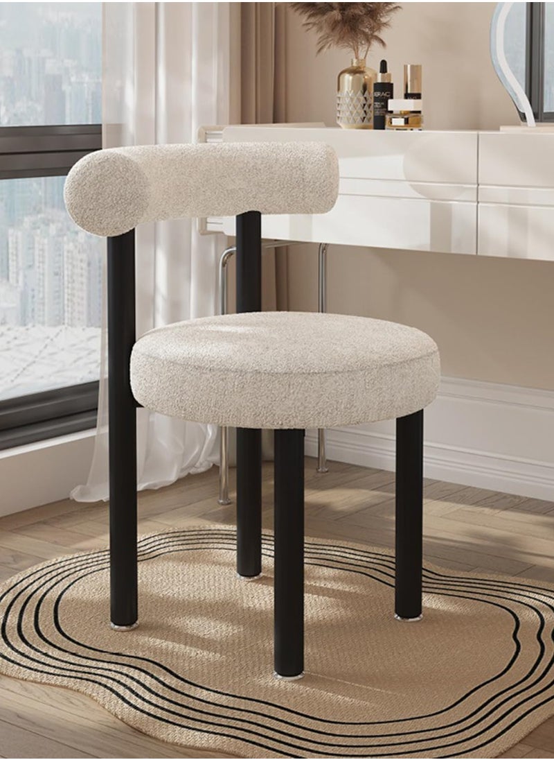 Blueland - Dining Chair, Makeup Stool Cream Style Modern Chair, Vanity Chair With Comfy Back & Washable Covers, Luxury Style Chair, Computer Chair, Modern Chair for Room Bedroom Home Office Restaurant (White) - Image 1