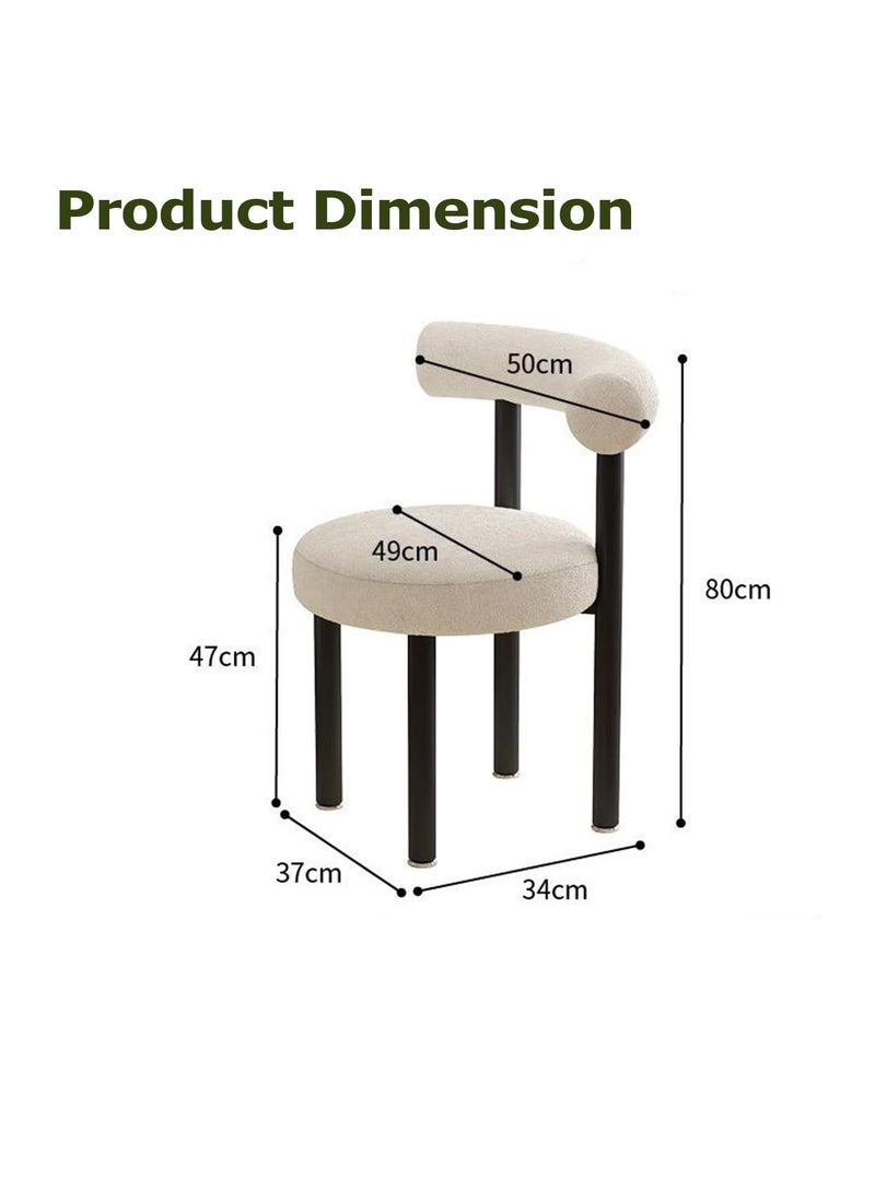 Blueland - Dining Chair, Makeup Stool Cream Style Modern Chair, Vanity Chair With Comfy Back & Washable Covers, Luxury Style Chair, Computer Chair, Modern Chair for Room Bedroom Home Office Restaurant (White) - Image 1