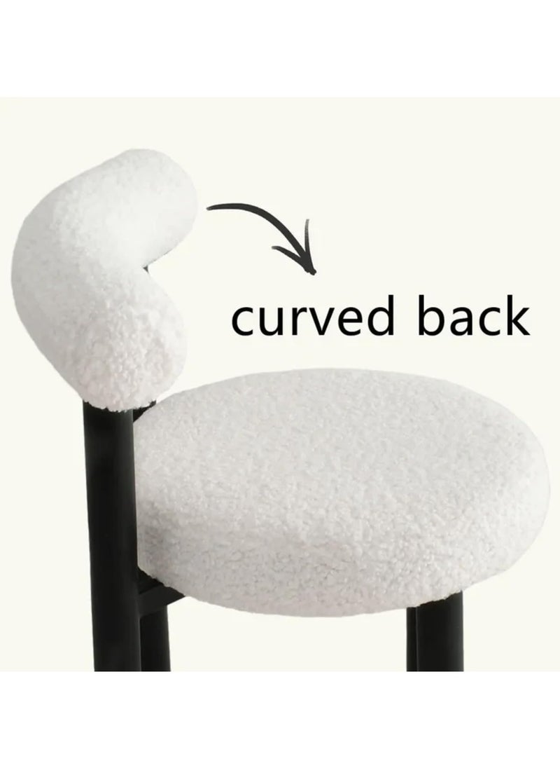 Blueland - Dining Chair, Makeup Stool Cream Style Modern Chair, Vanity Chair With Comfy Back & Washable Covers, Luxury Style Chair, Computer Chair, Modern Chair for Room Bedroom Home Office Restaurant (White) - Image 1