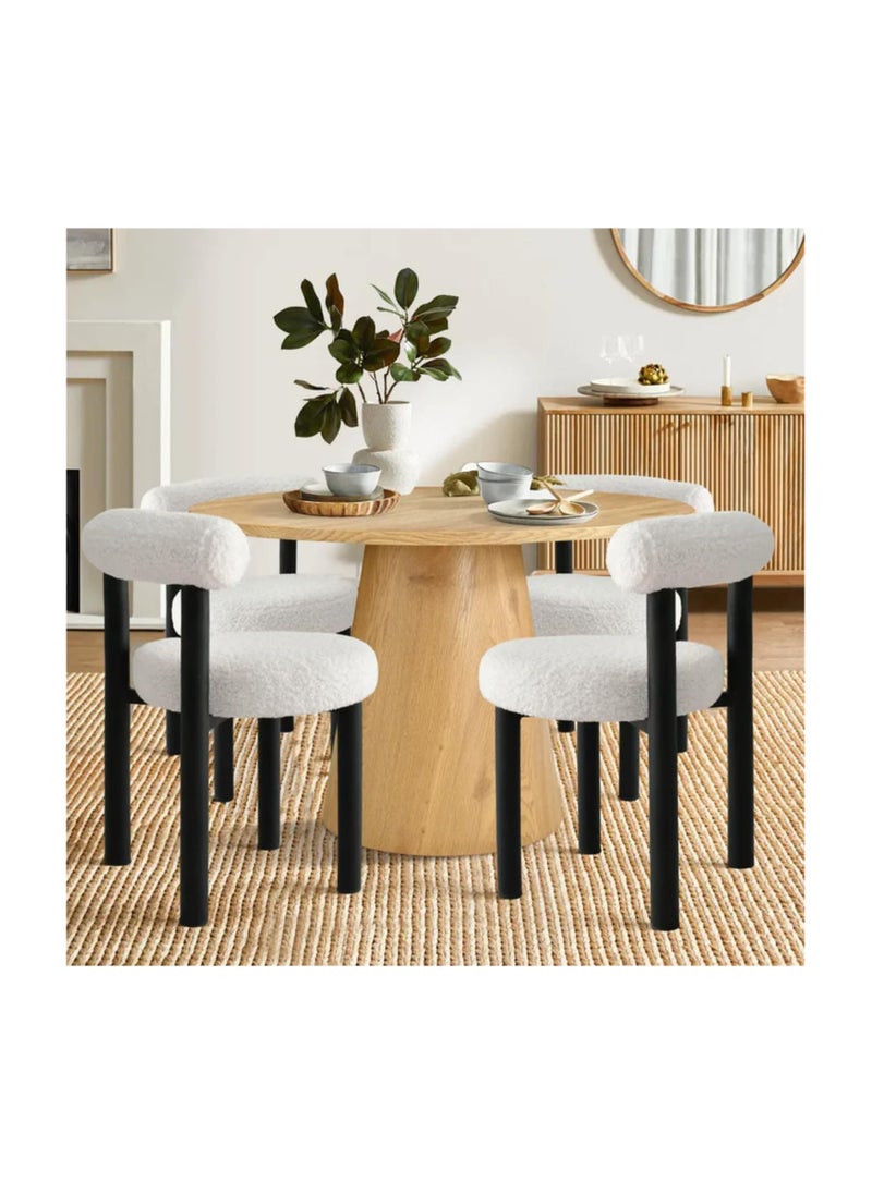 Blueland - Dining Chair, Makeup Stool Cream Style Modern Chair, Vanity Chair With Comfy Back & Washable Covers, Luxury Style Chair, Computer Chair, Modern Chair for Room Bedroom Home Office Restaurant (White) - Image 1