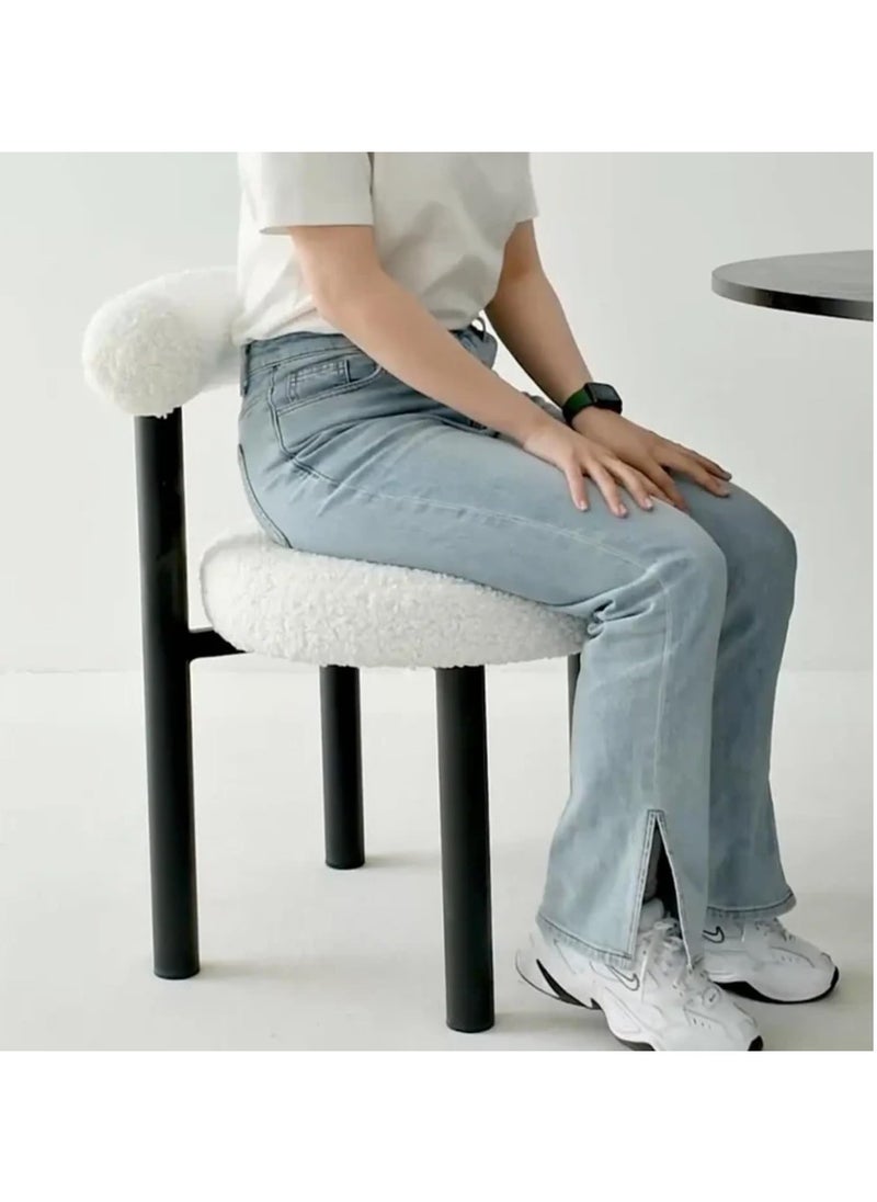Blueland - Dining Chair, Makeup Stool Cream Style Modern Chair, Vanity Chair With Comfy Back & Washable Covers, Luxury Style Chair, Computer Chair, Modern Chair for Room Bedroom Home Office Restaurant (White) - Image 1