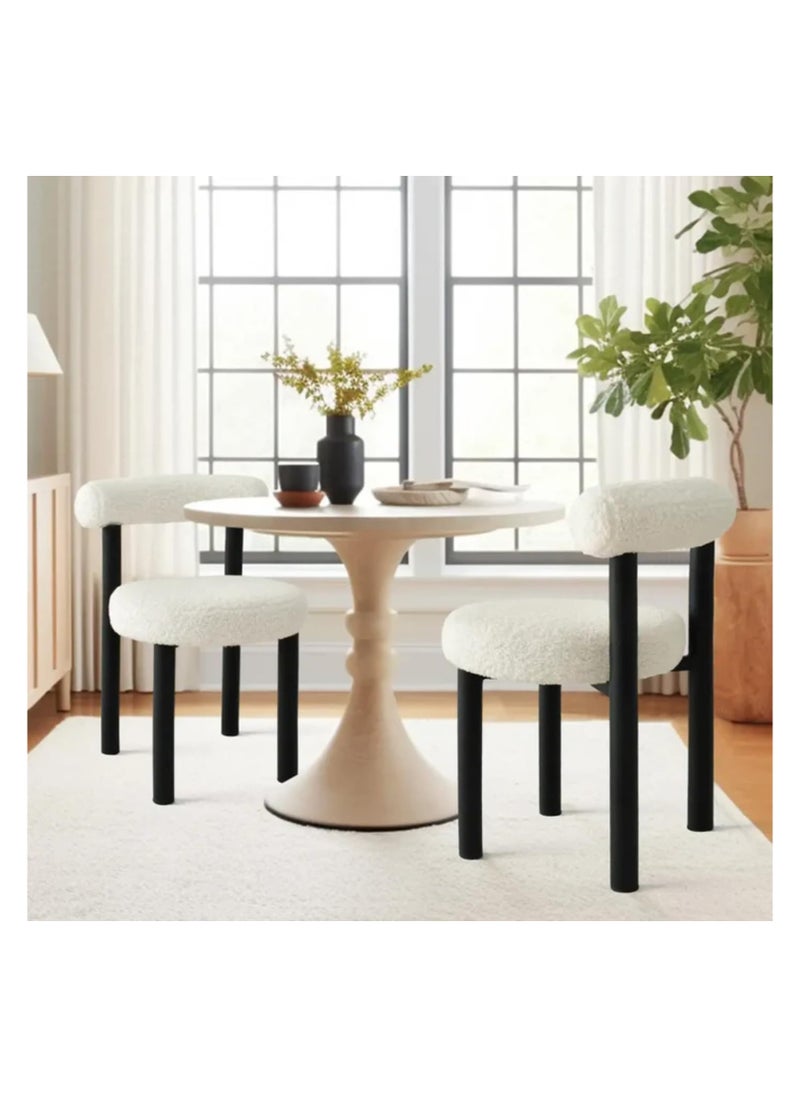 Blueland - Dining Chair, Makeup Stool Cream Style Modern Chair, Vanity Chair With Comfy Back & Washable Covers, Luxury Style Chair, Computer Chair, Modern Chair for Room Bedroom Home Office Restaurant (White) - Image 1