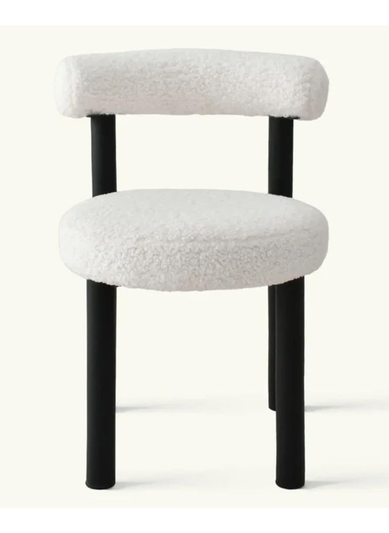 Blueland - Dining Chair, Makeup Stool Cream Style Modern Chair, Vanity Chair With Comfy Back & Washable Covers, Luxury Style Chair, Computer Chair, Modern Chair for Room Bedroom Home Office Restaurant (White) - Image 1